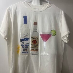 Queen of Sparkles White T-Shirt with Vodka and Cocktail